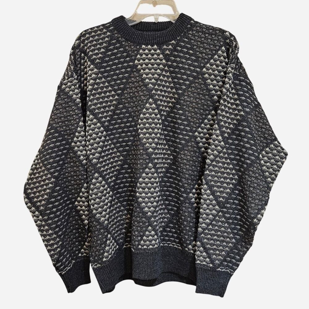 90s grunge indie black gray grandpa sweater
